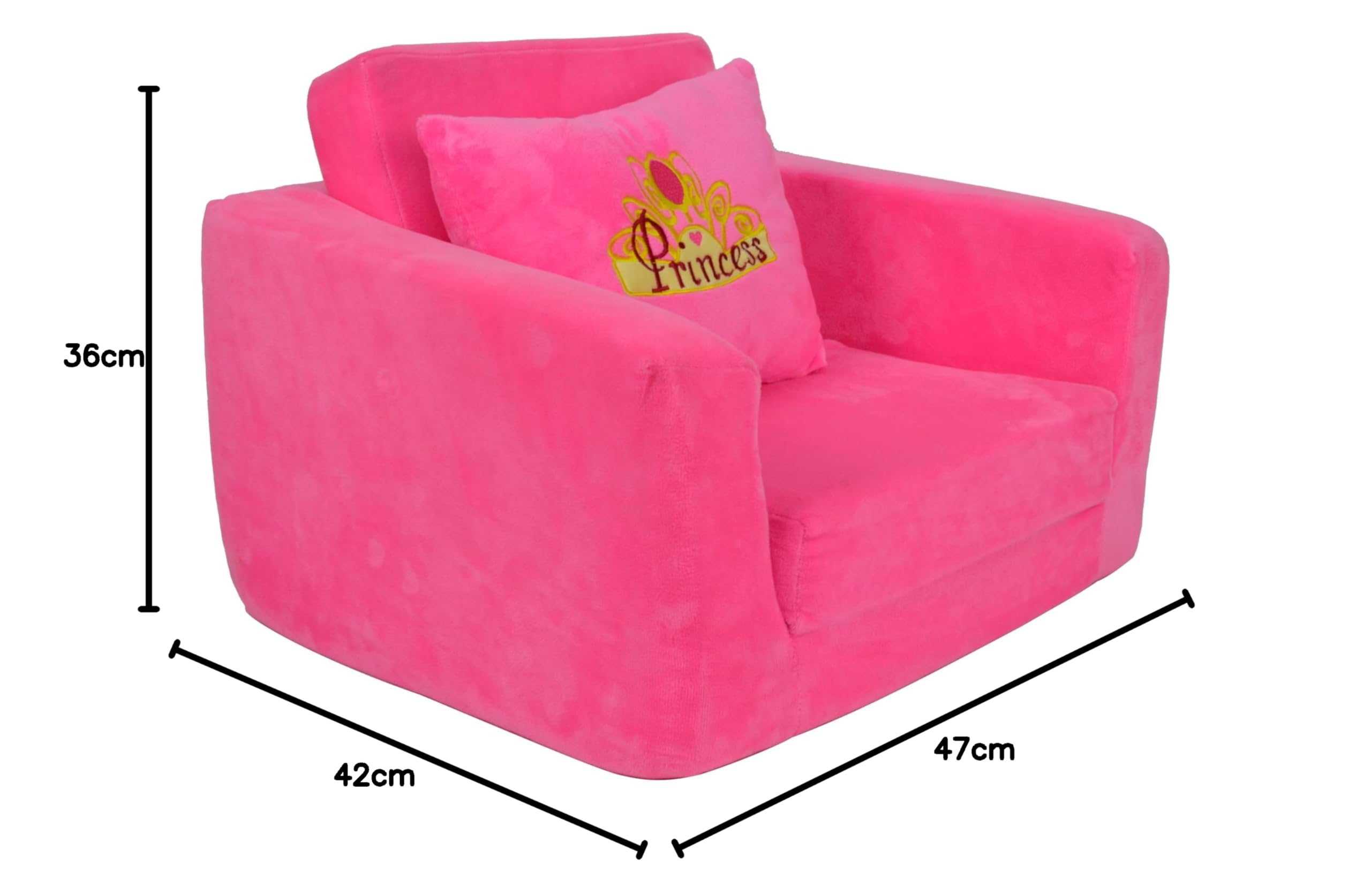 Mondial Toys Poltroncina Letto per Bambini Soffice Poltrona Rilassante Morbida in Peluche con Cuscino Rosa