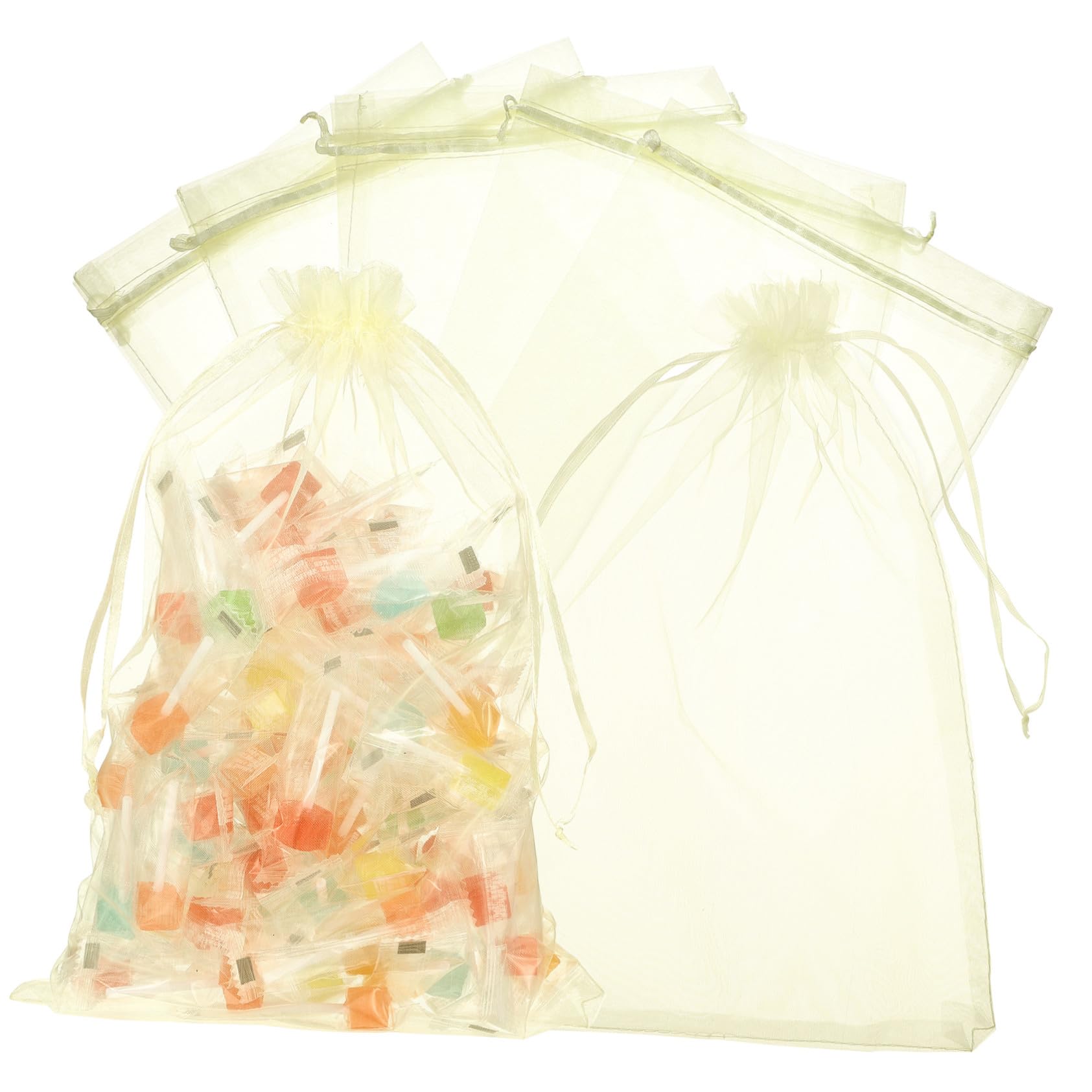 Yardenfun 50 Stück Hochzeitstaschen aus Organza mit Kordelzug Dekorative Verpackungsbeutel in Beige Leicht zu Öffnen und Tragen für Geschenke und Süßigkeiten