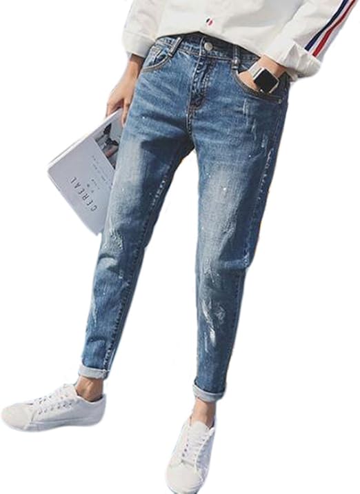 Amazon Yitong メンズ パンツ ジーンズ 春夏 デニムパンツ 九分ズボン スキニー ハーロンパンツ ジーパン 韓国風 ダメージ加工 ファッション スキニー パンツ ストレッチ ロング丈 カジュアル スリム おしゃれ ジーンズ 通販