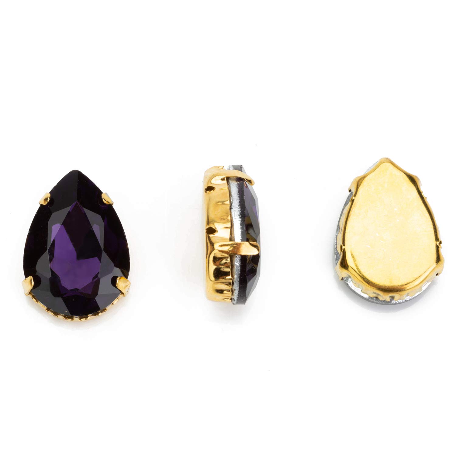 Oval Strasssteine Zum Aufnähen – 48 Stück Smaragdgrün, 13x18mm | Goldfarbene Fassung