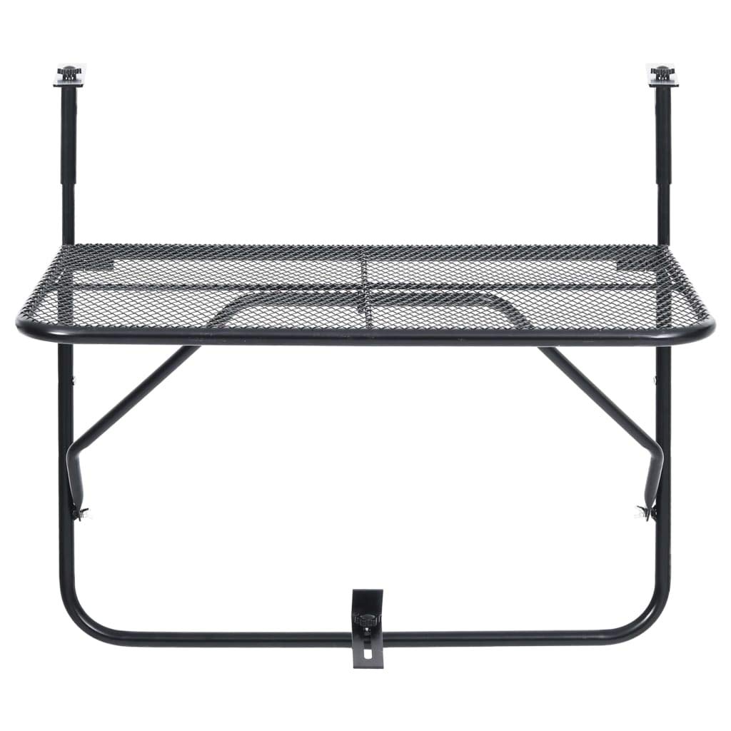 Wakects Table Suspendue pour Balcon Exterieur - 60 x 40 cm - Table de Pont Pliante - Résistante aux intempéries - Noire - Table de Balcon Rabattable Petite en Acier - Design grillagé - pour extérieur