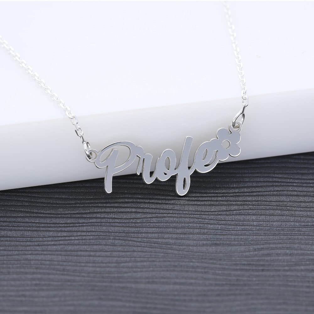 Colgante de Plata de Ley 925/1000 para Profesoras con Cadena Rolo de 45cm – Collar Artesanal de Fin de Curso con Cadena Ajustable - Hecho en España para la Profesora