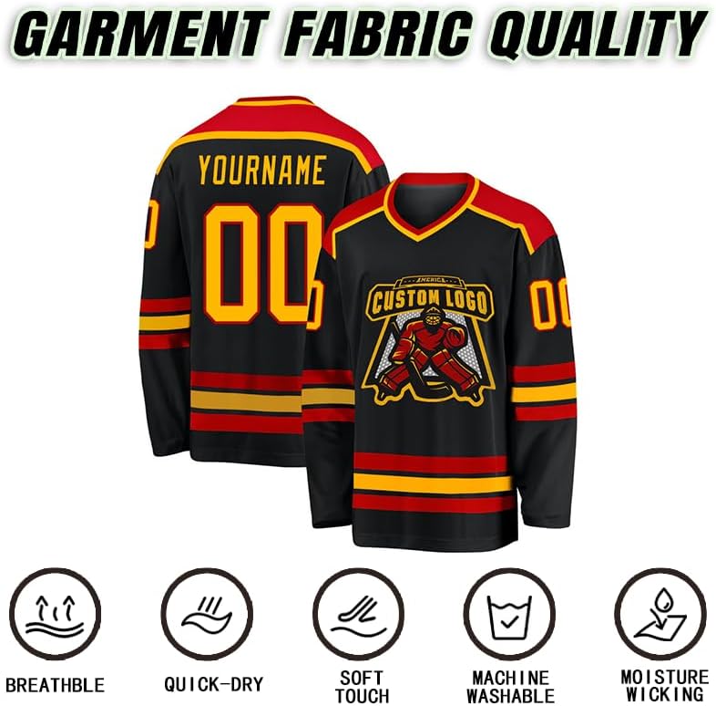 Custom Hockey Jersey Personalized Stitched Sports Hockey Long Sleeve Printed Team Name Number Logo Gift for Men Women Youth - Image 3