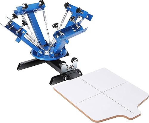 VEVOR Máquina de serigrafía, 4 colores 1 estación, prensa de impresión de pantalla de seda giratoria de 360, prensa de impresión de pantalla de 21.2