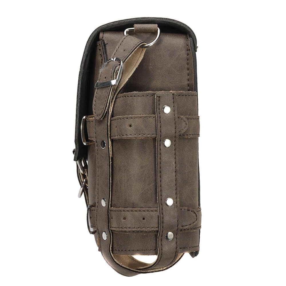 Sacoches De Moto Universelles Latérales - QINGQUE - Cuir PU - Marron