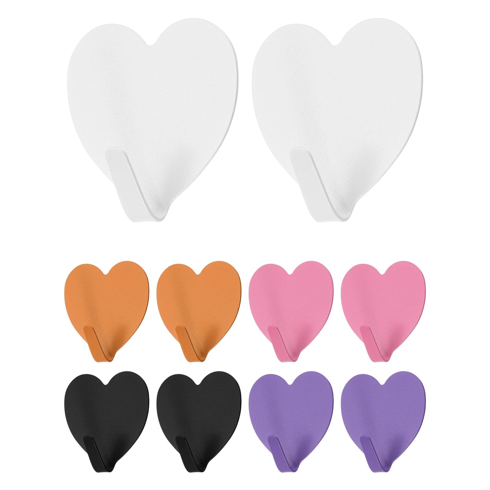 sourcing map 10Pcs Heart Shaped Decorative Wall Hooks, Metal Self Adhesive Towel Hook Heavy Duty Sticky Wall Hangers for Bathroom, Kitchen, Home and Office Hanging Keys, Coats, Mix Colored