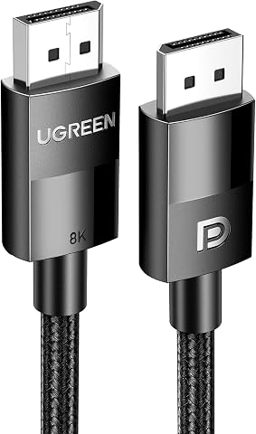 Ugreen 8K 60 Hz Display Port to Display Port 1.4 Örgülü Kablo 3 Metre, Siyah