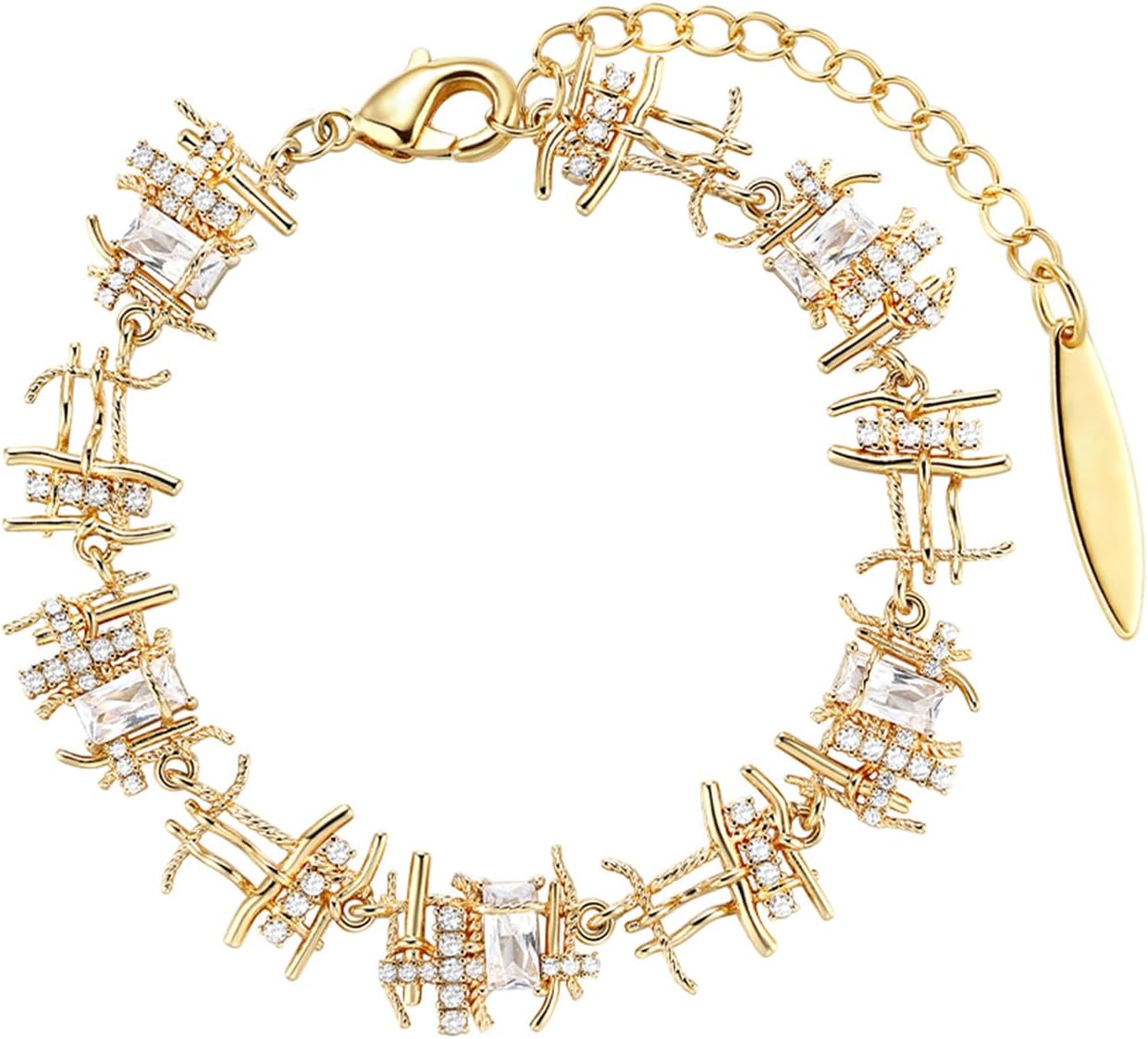 Gold Bracelets for Women 18K Real Gold Plated Jewelry Trendy Dainty Braided Cubic Zirconia Chain Bracelets Costume Fashion Filled Gifts for Women