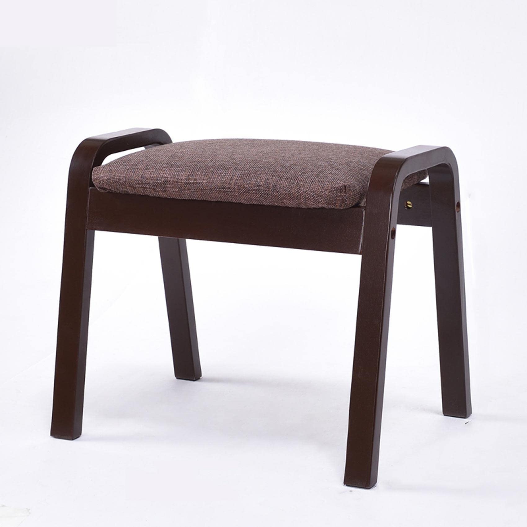 LMMIAOZ Linen Footstool Square Small Foot Rest Stool for Living Room and Bedroom Outdoor Shoe Changing Stool in Brown 44.5X33X36CM