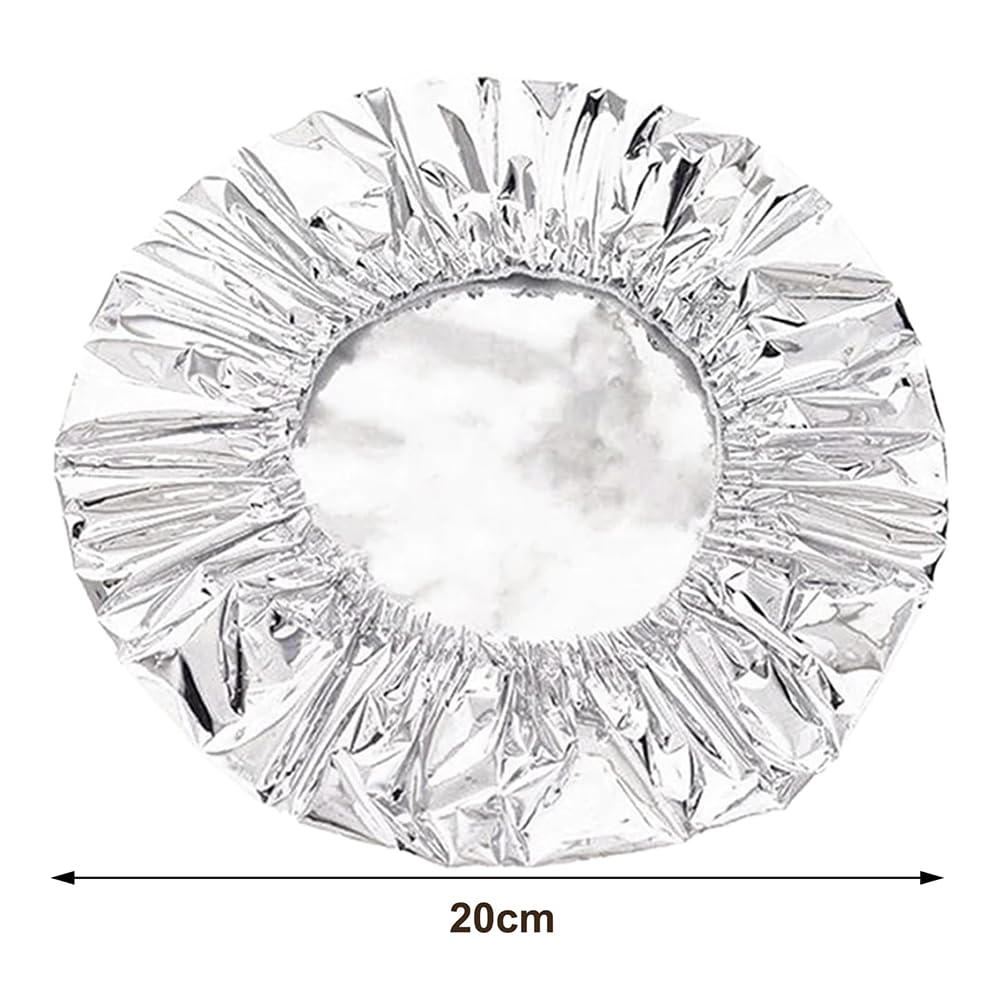 Couvercles Alimentaires en Aluminium Réutilisables, Film d'Isolation Thermique Épais avec Bords Élastiques, Résistant à 110℃, Protection Fraîcheur pour Plats, Bols et Assiettes (200 Pcs)