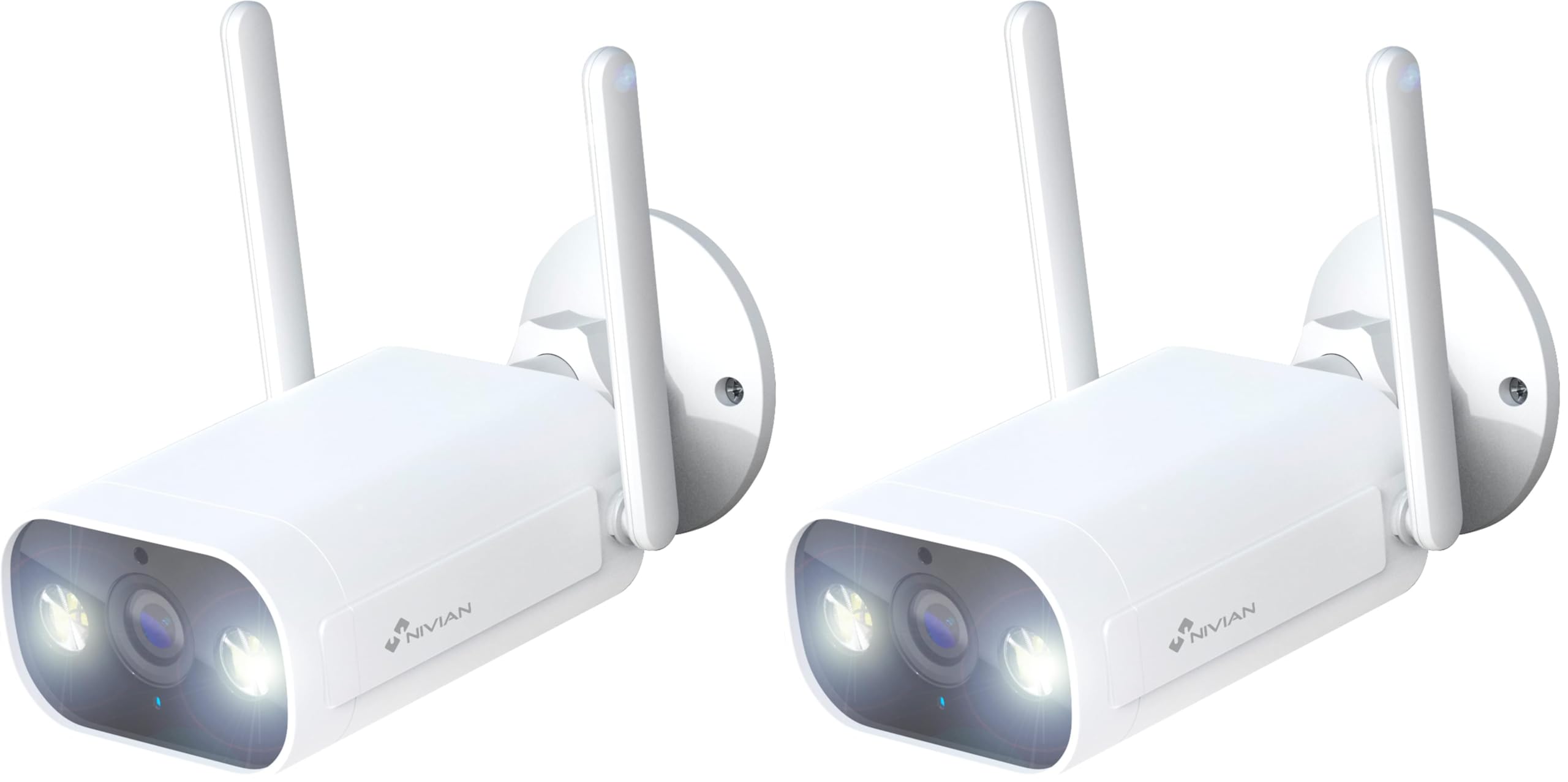 NIVIAN- Cámara Bullet WiFi 2,4Ghz-Resolución 2K-Apta para Exterior IP66-Función detección Humanos-Visión Nocturna 10m- Compatible con Alexa y Google Home–Control Remoto con App Tuya-Color Blanco
