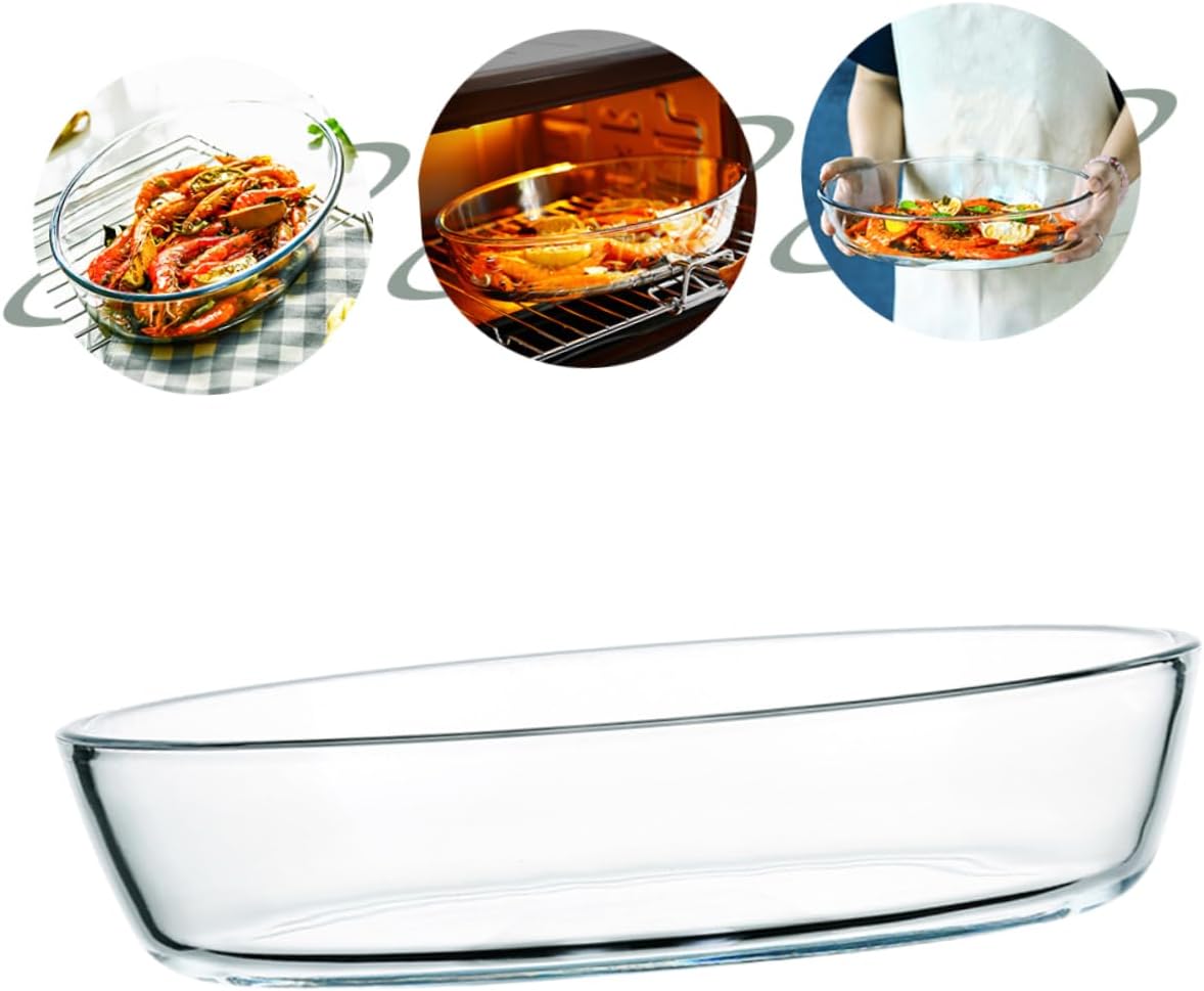 Household Oval Glass Baking Dish for Microwave and Oven Use Serving Plate for Fruit Salad and Casserole Kitchen Essential for Parties and Gatherings