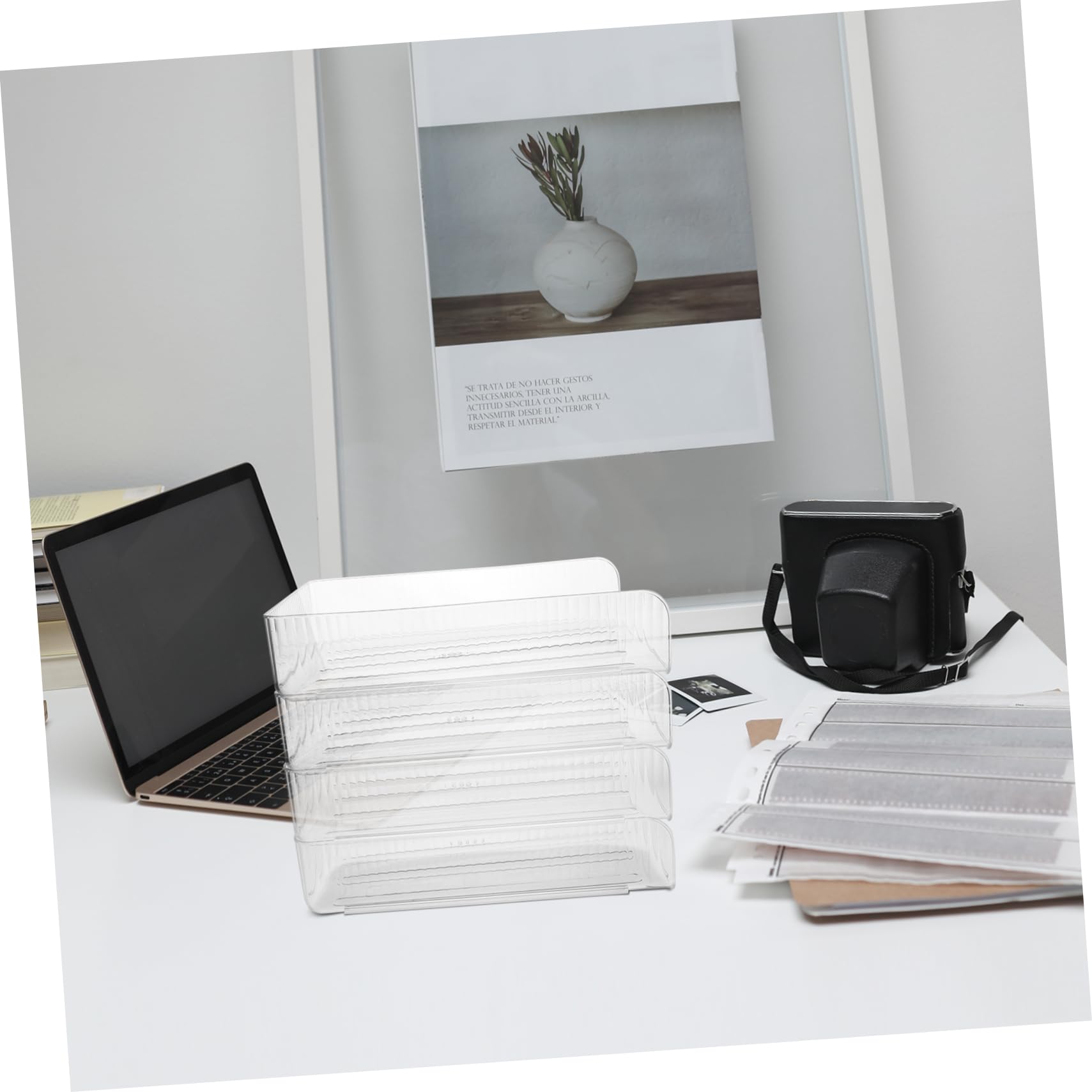 Housoutil Organizer Documenti Impilabile A4 4 Pezzi in Plastico