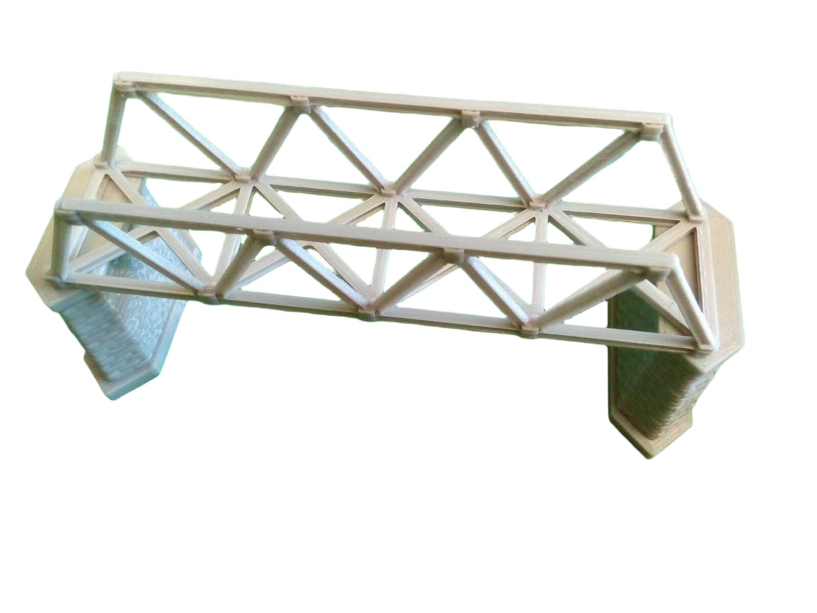 N Gauge Lattice Girder Railway Bridge with 2 Stonework Support Piers