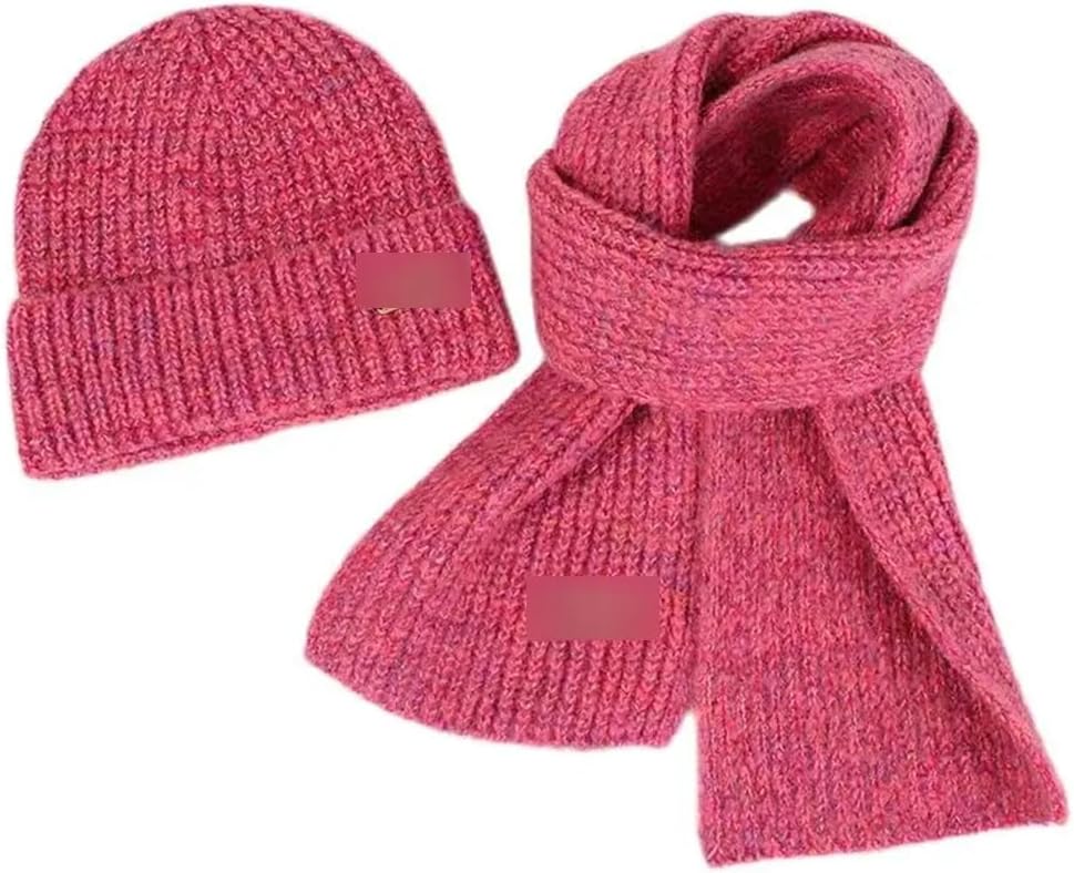 Autumn Winter Children's Hat Scarf Two Piece Set For Boys And Girls Solid Color Knitted Hat Woolen Neck Scarf
