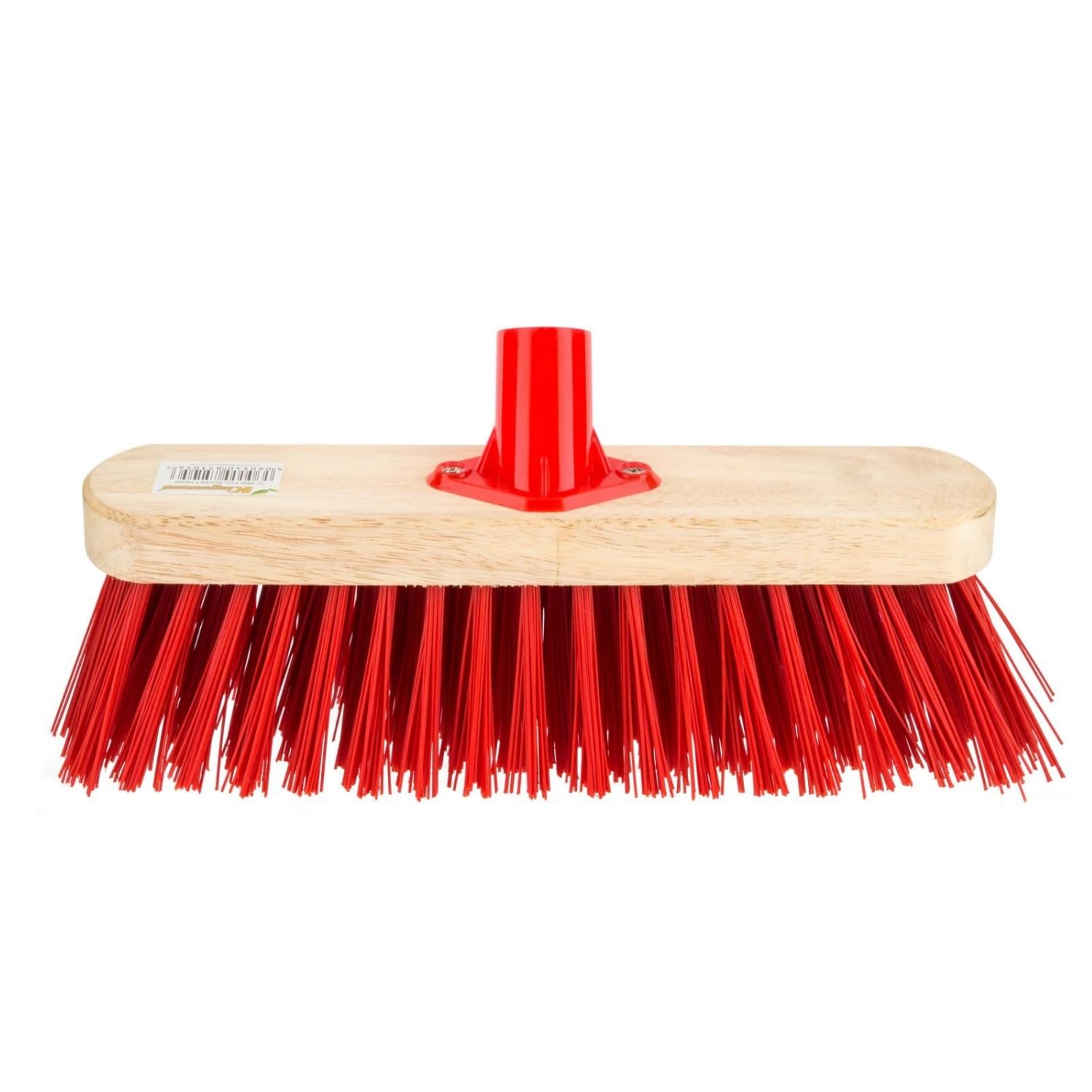 HOMESHOPA 12 Inch Stiff Red PVC Indoor Outdoor Sweeping Broom Head, Heavy Duty Cleaning Brush for Any Surface Wooden Floor Decking and Paving Slabs