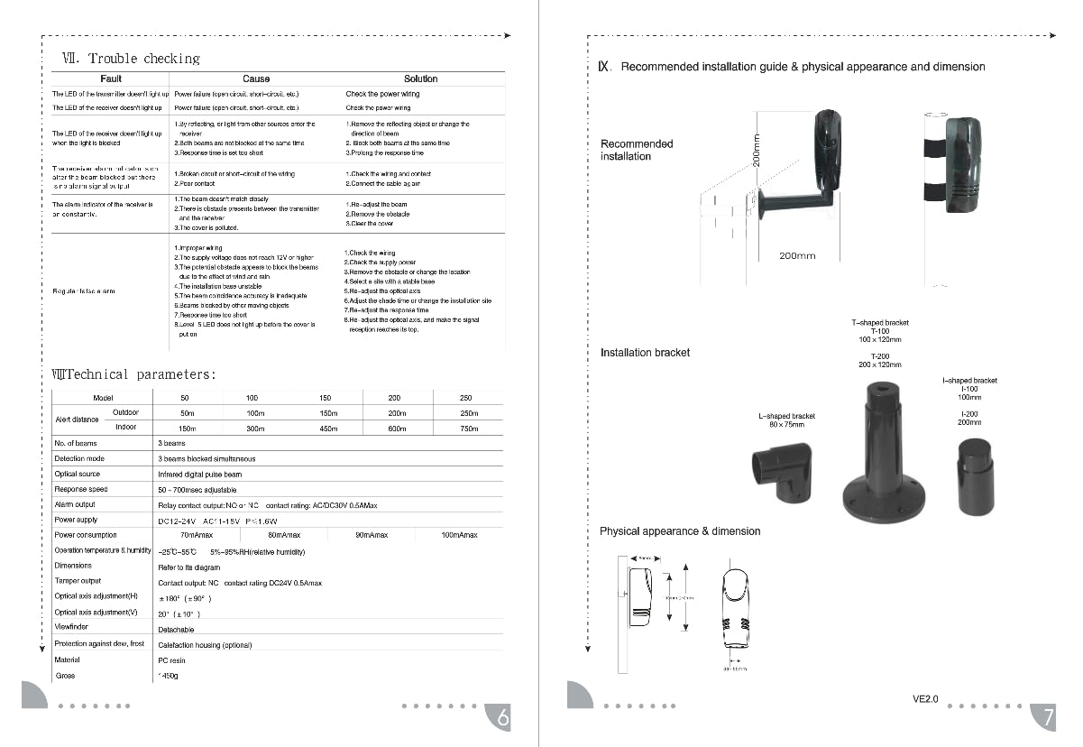 Demeras Rilevatori a Triplo Raggio Allarme a Triplo Raggio Rilevatore LED fotoelettrico a infrarossi di Sicurezza Trasmissione Wireless per di Allarme di Sicurezza