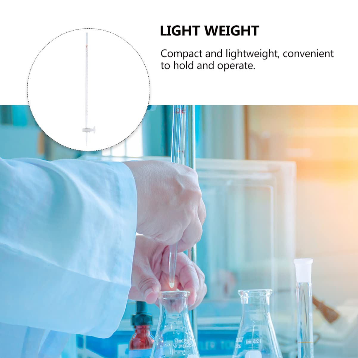 POPETPOP Burette Borosilicate de Laboratoire Burette en Verre Acide Burette Acide à Alésage Droit Burette en Verre Tube de Titrage Chimique Instrument en Verre de Laboratoire avec Robinet