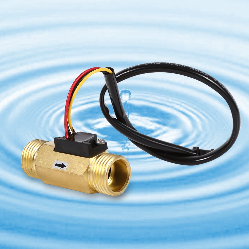 G1/2" Dn15Mm Commutateur De Capteur De Débit d'eau Débitmètre Fluidmètre Interrupteur De Débit d'eau Débitmètre De Capteur De Débit d'eau À Effet De Cuivre 1-30L / Min