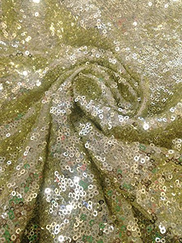 3Mm Micro Mini Holographic Or Plain Shiny Overlapping Sequins On Nylon Mesh Fabric By The Yard (Shiny Pale Lemon) #TOP2