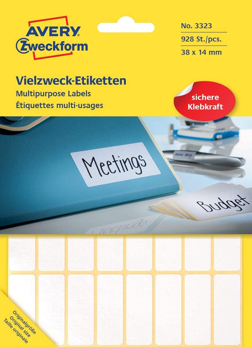 Avery Zweckform 3323 Multipurpose Labels 38 x 14 mm Pack of 928