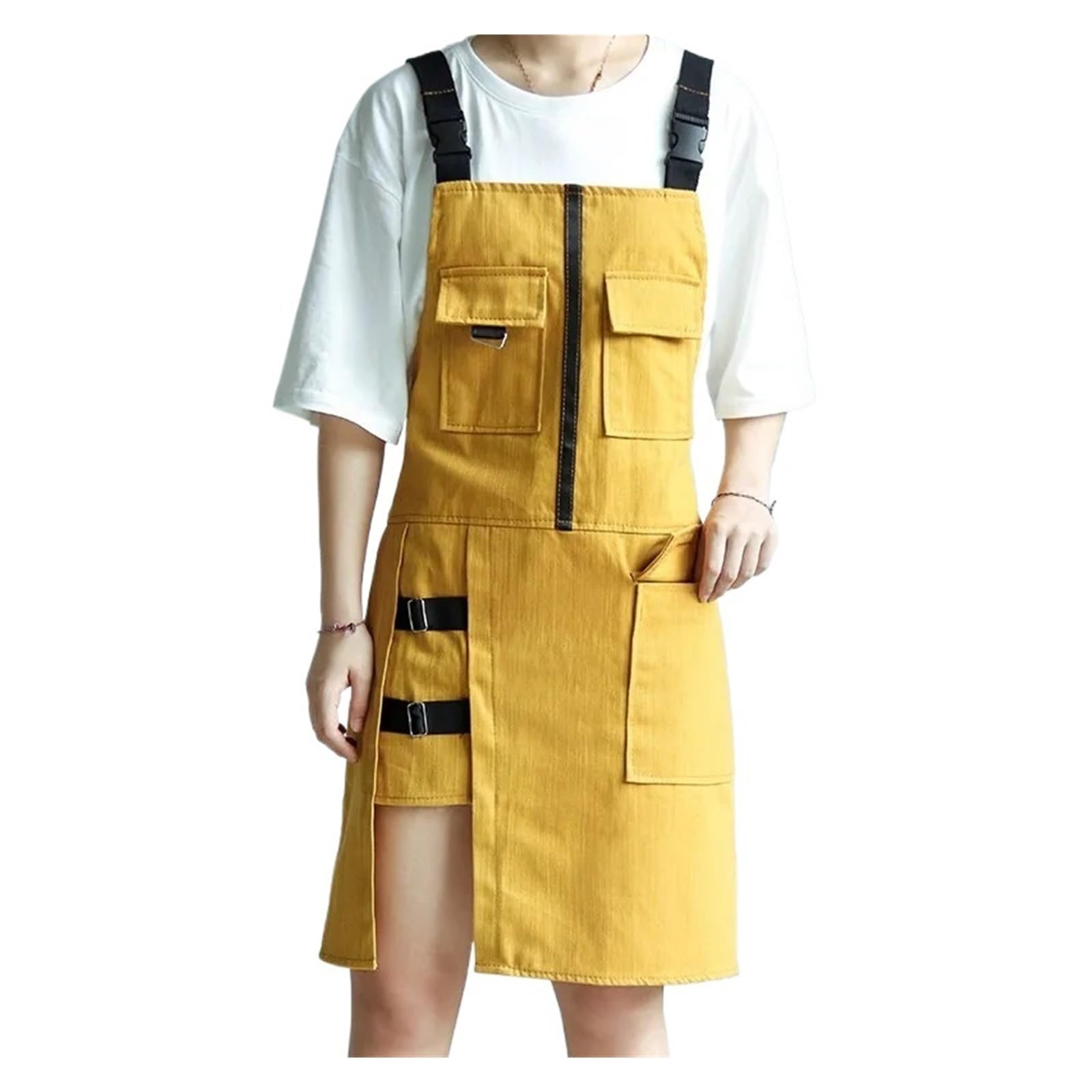 Grembiule da lavoro per uomini e donne, grembiule resistente per giardinaggio e ristorante, ideale per parrucchieri, uso in cucina, camerieri e negozi di tè al latte, design multi-tasca