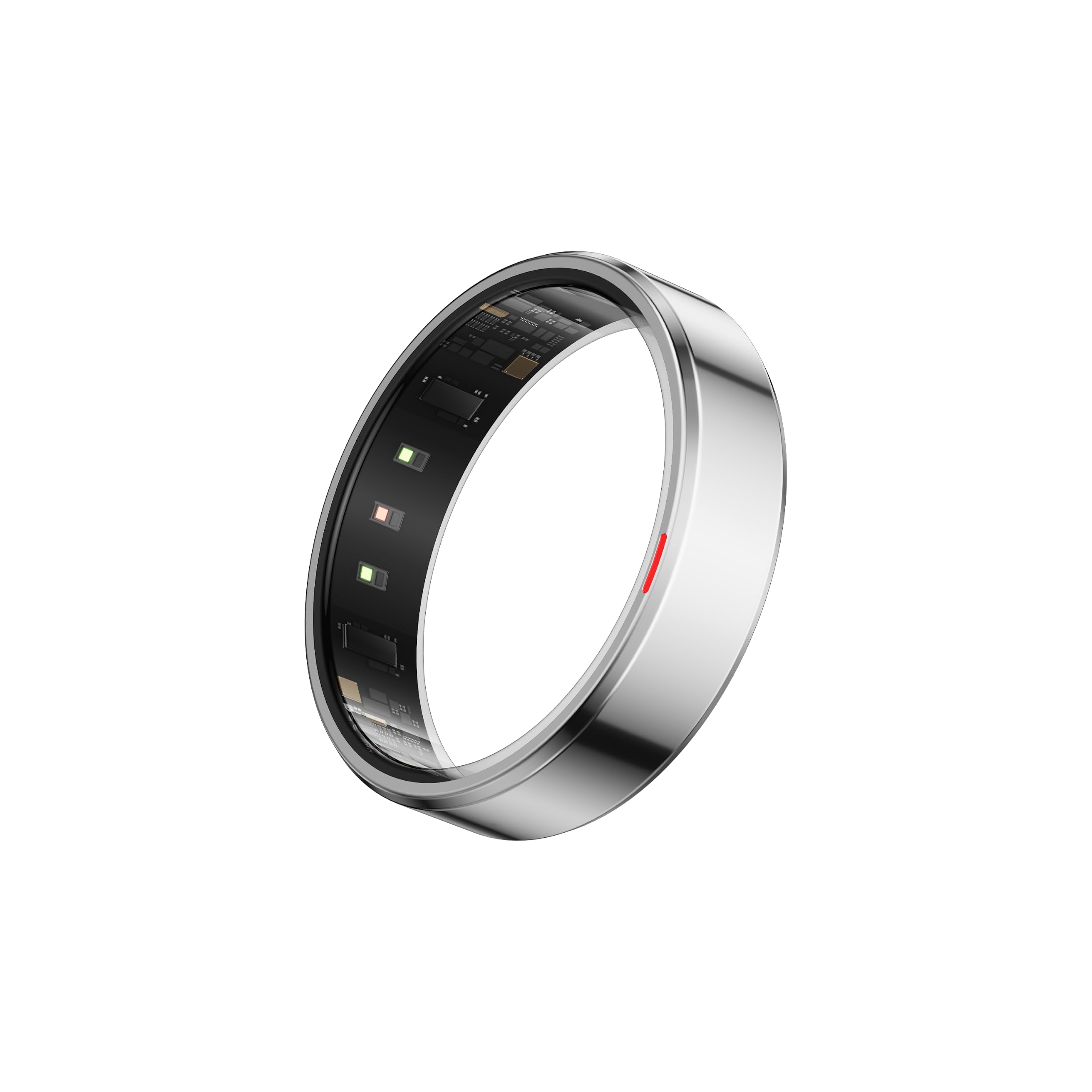 POBOVi Gen 2 Titanium Smart Ring, Silver, Polished, Size 8