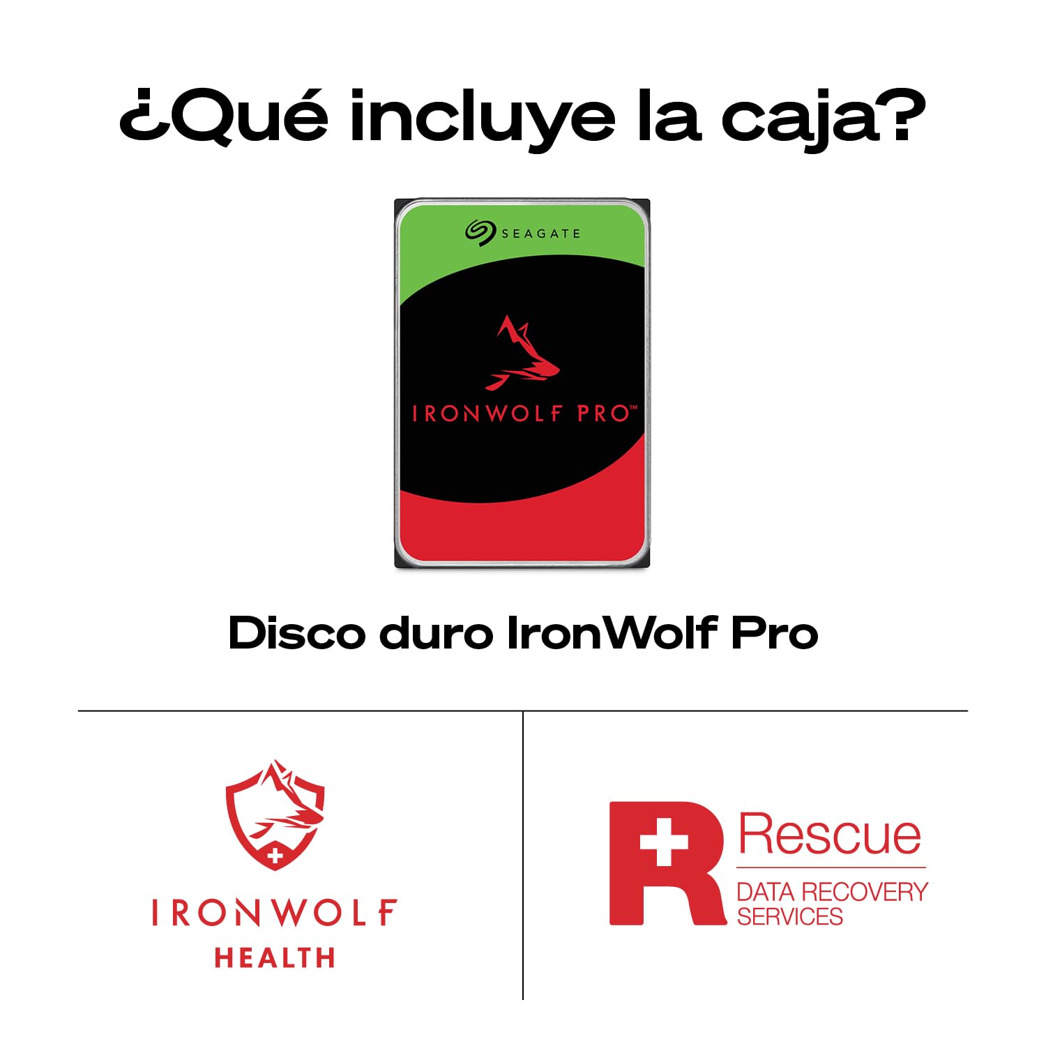 Seagate IronWolf Pro 8TB, Enterprise HDD NAS interno, CMR, SATA a 6 Gb/s, 7200 RPM, caché de 256 MB para almacenamiento conectado a red RAID, servicios Rescue, Paquete Abre-fácil (ST8000NTZ01)