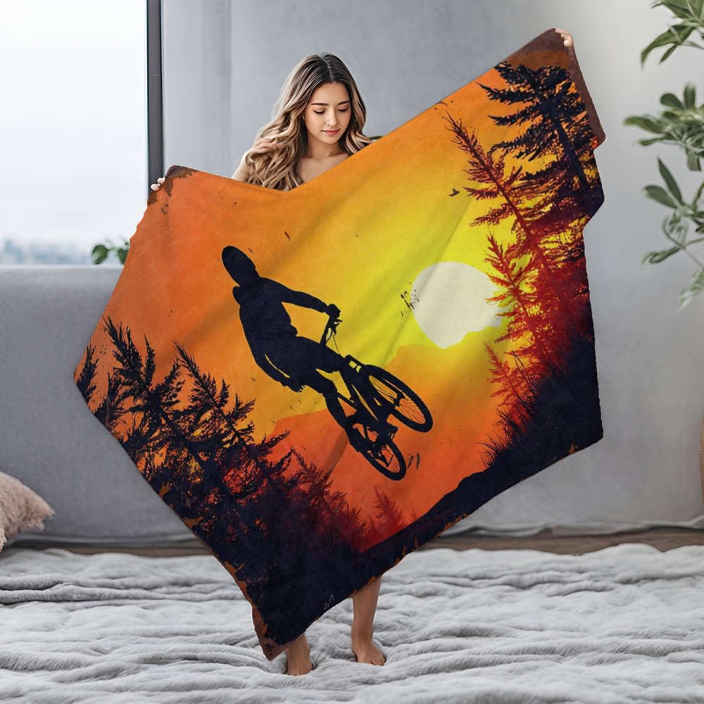 Couverture en flanelle bleu Bag Rider : douceur pour vos soirées