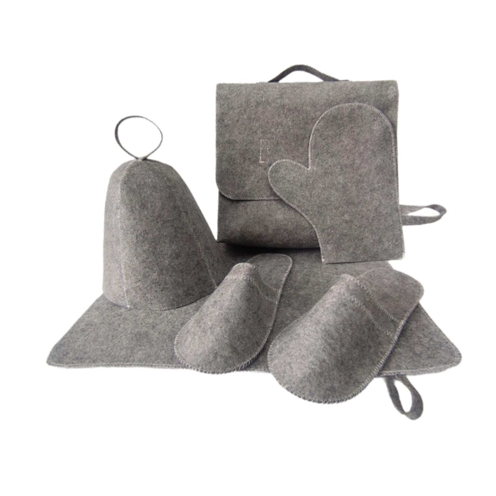 5Pcs Sauna Hat Set Indoor Russian Bath Hat for Shower Bath House Sauna Grey-image-43