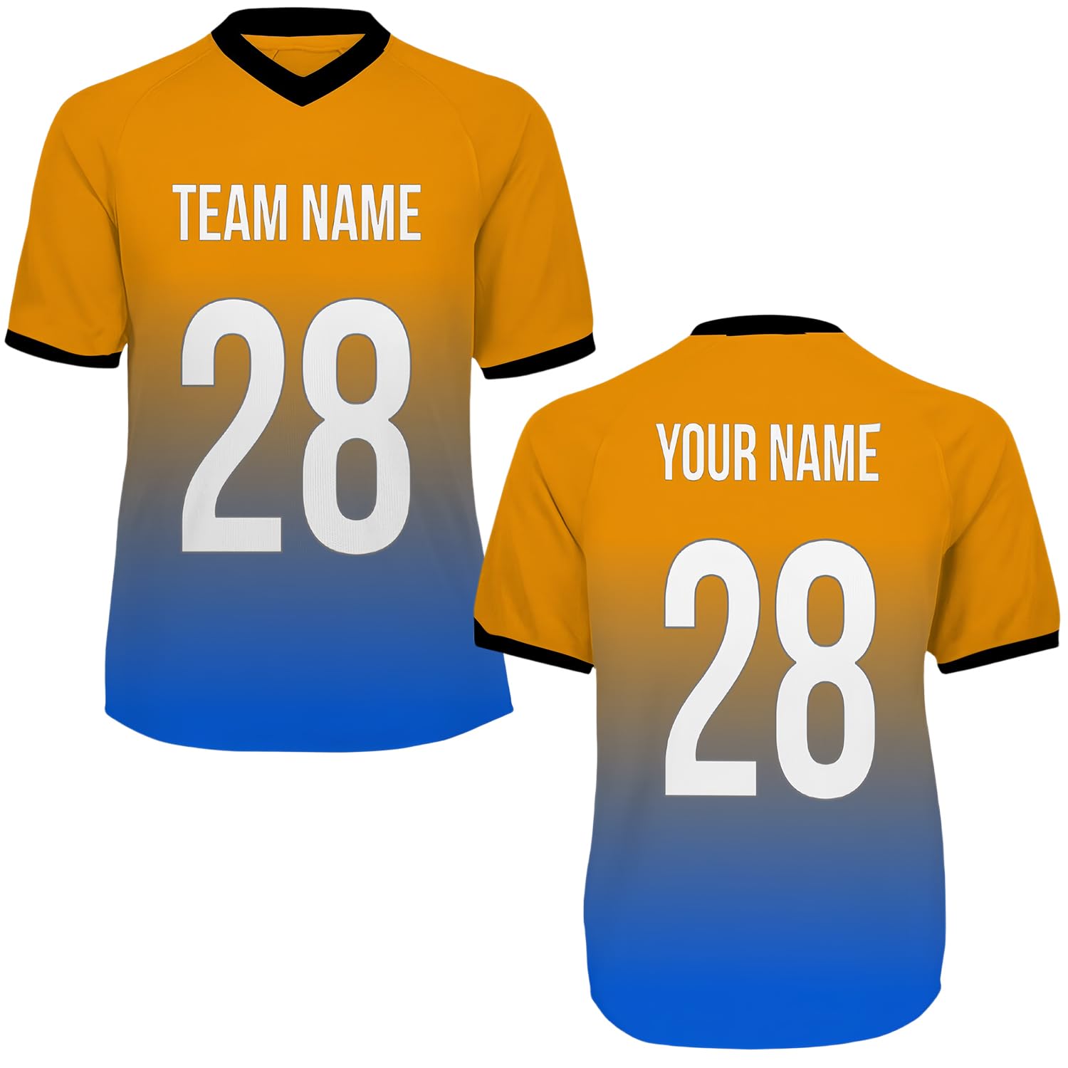 Custom Football Jersey - Personalized Your Own Name & Teamname & Number - Sports Jersey for Men Women Youth Orange Blue