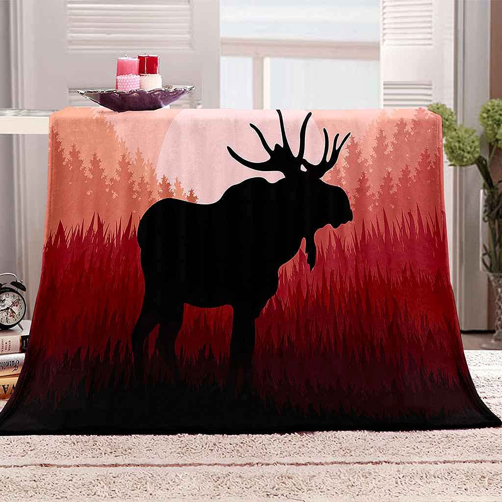 Couverture flanelle élan plaid microfibre chaud contre les nuits fraîches