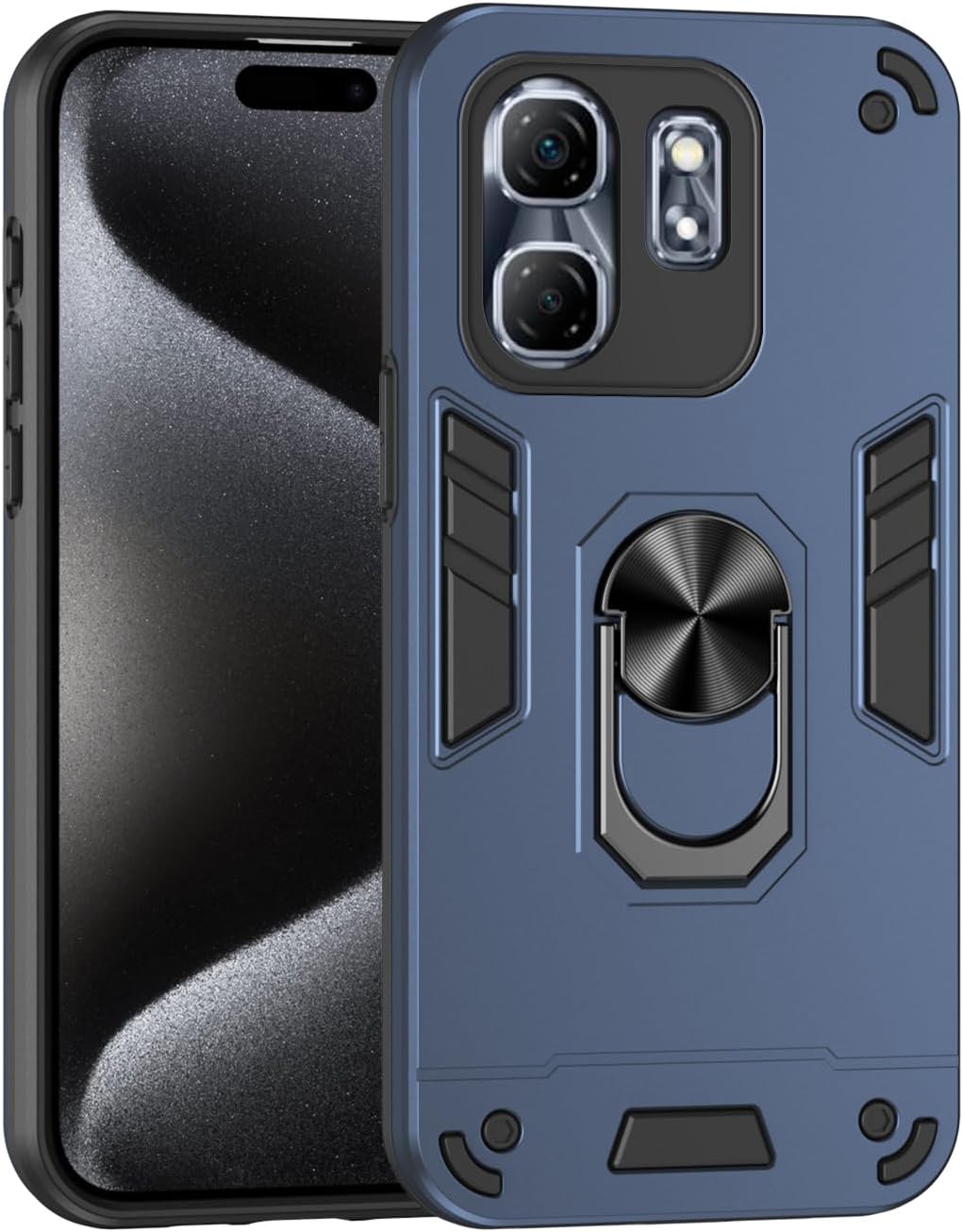 Compatible with Infinix Hot 50i Case,Compatible with Infinix Smart 9 Built-in Bracket Car Magnetic Shockproof and Anti-Drop Phone Case Cover Blue