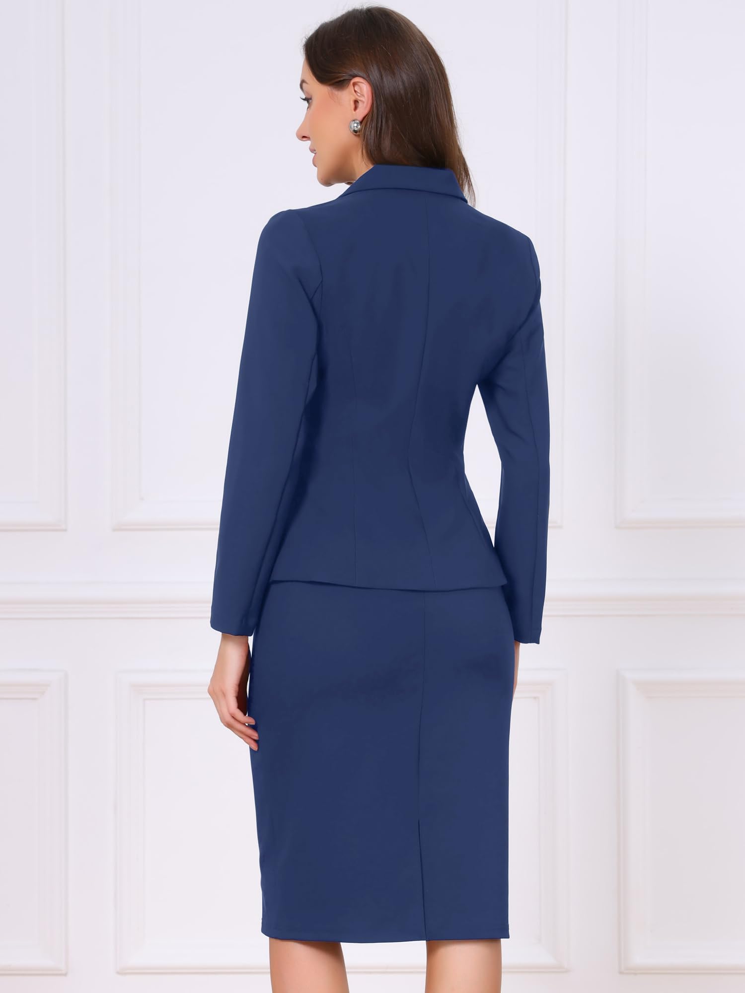 Allegra K Donna Tailleur Gonna Blazer Revers Gonna Tubino 2 Pezzi