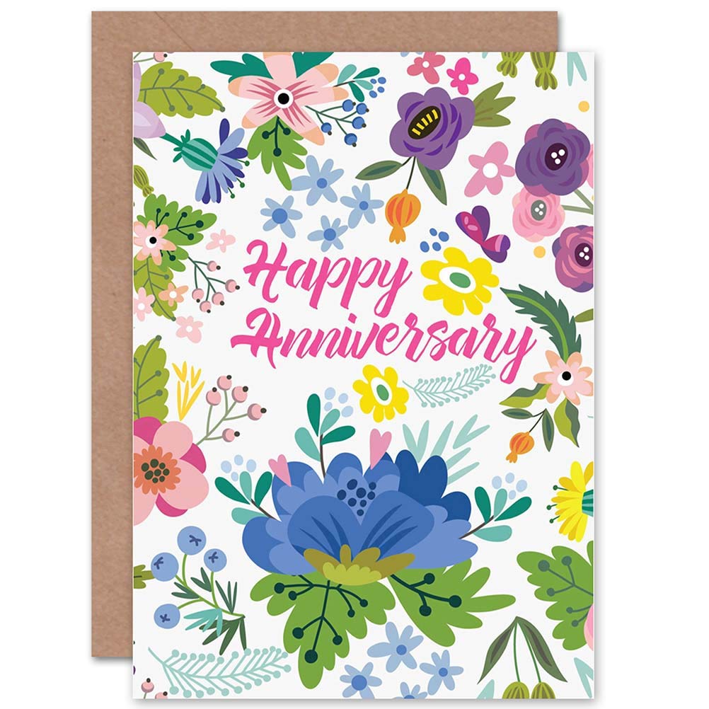 Wee Blue Coo CARD ANNIVERSARY WEDDING FLORAL NATURE THEME GIFT