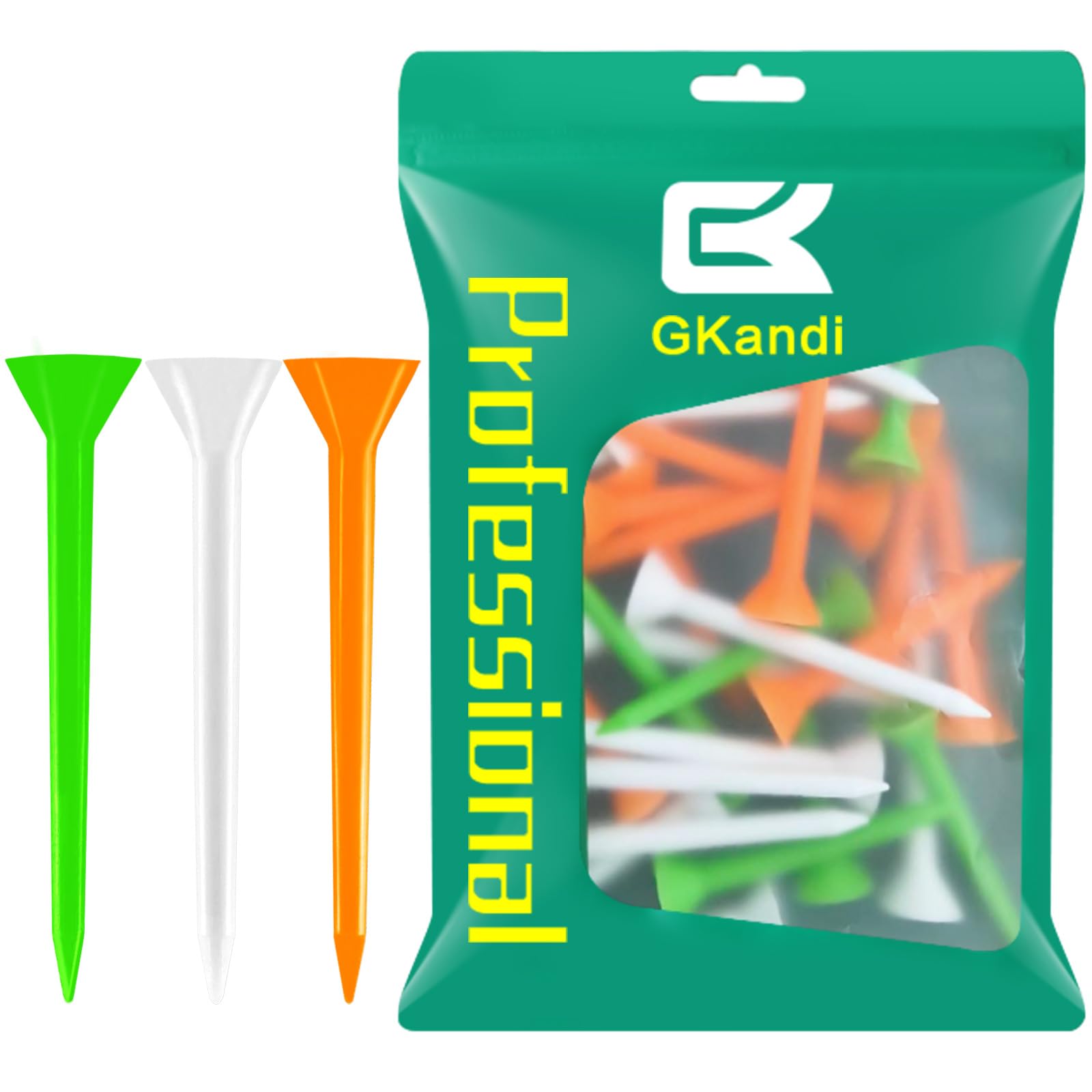 GKandi Plastic Golf Tees 2 3/4 3 1/4 Inch Unbreakable 30 Pack Mixed Color, Upgrade Excellent Durability and Stability Tees For Shots Reduce Friction (2 3/4-Multicolor)