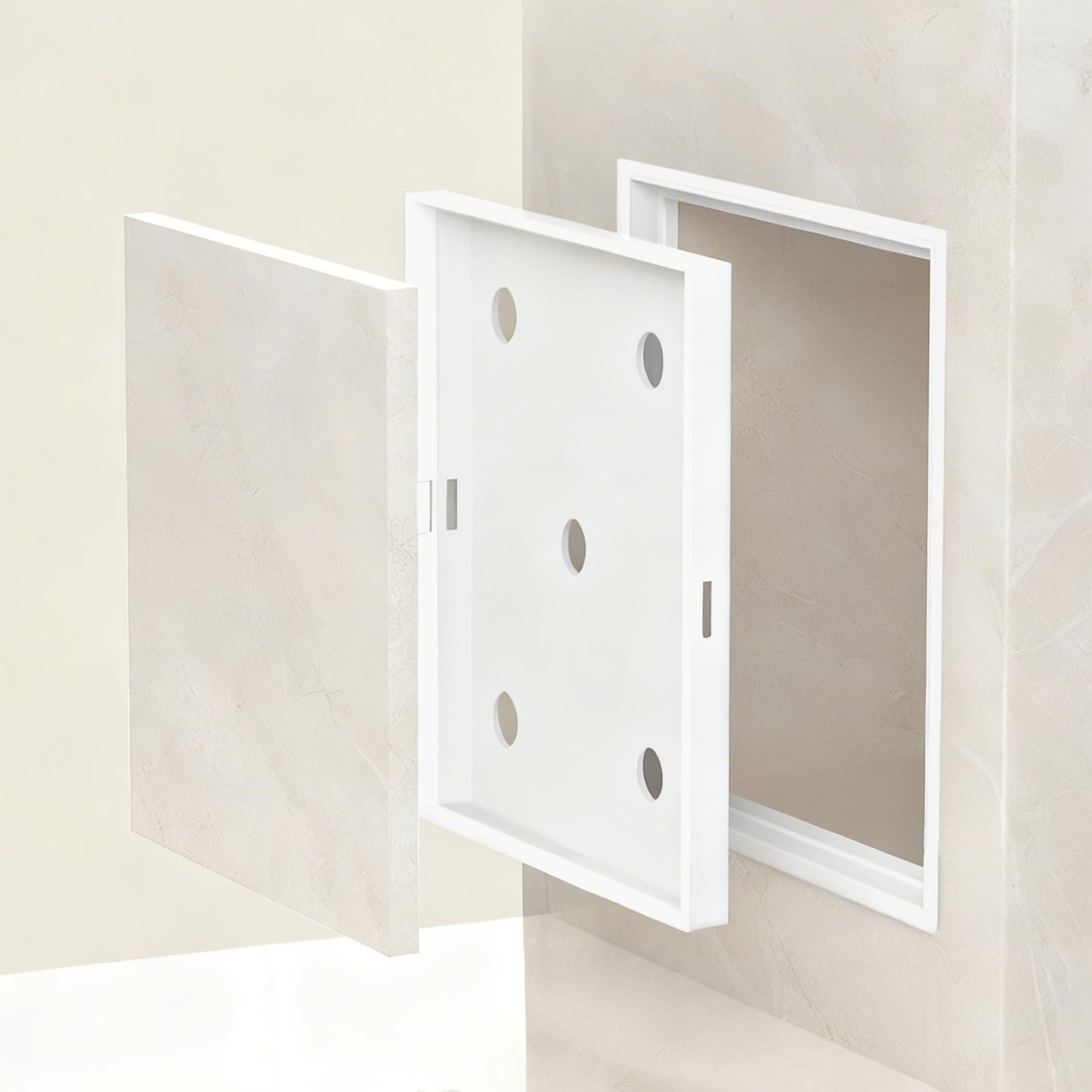 ZIMGOD Puerta de Inspección Panel de Acceso Alicatable Montaje Empotrado, Puerta de Acceso A Presión, Puerta de Inspección Impermeable para Baño/bañera(White,15x15cm (5 7/8" x5 7/8"))