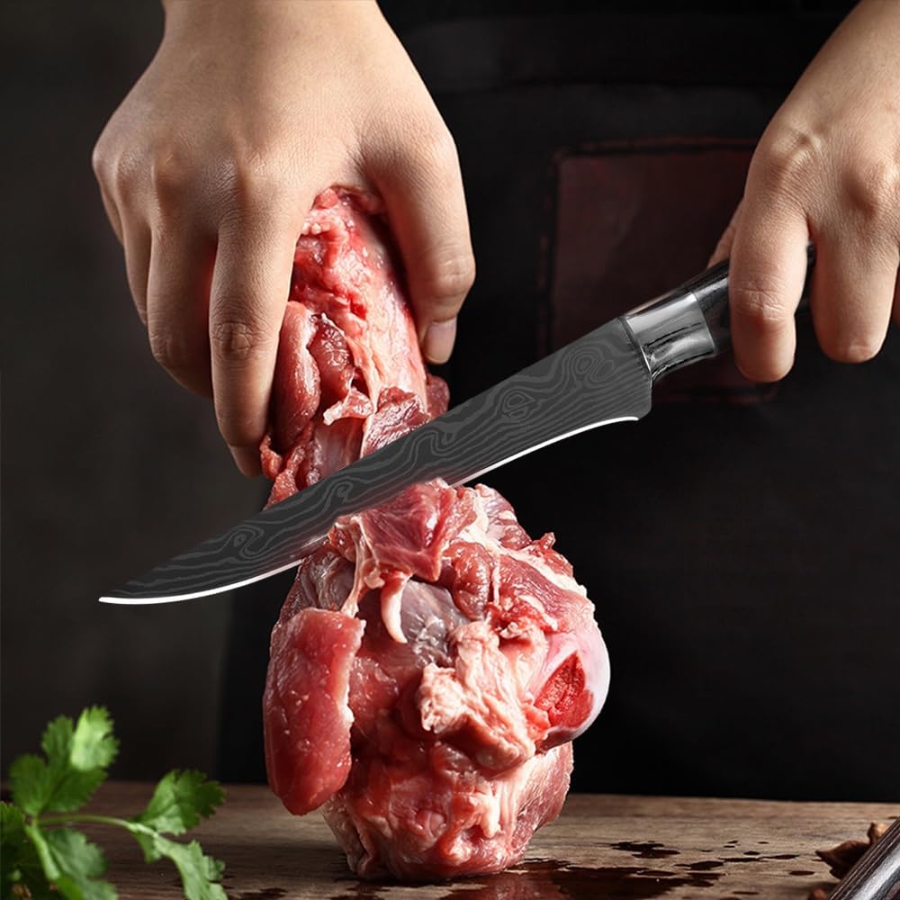 Meat Cleaver,Cleaver Knife 5.5 InchStainless Steel Boning Knife Fish Caving Knife Kitchen Utensil Wood Handle Cutter Knife With Cover
