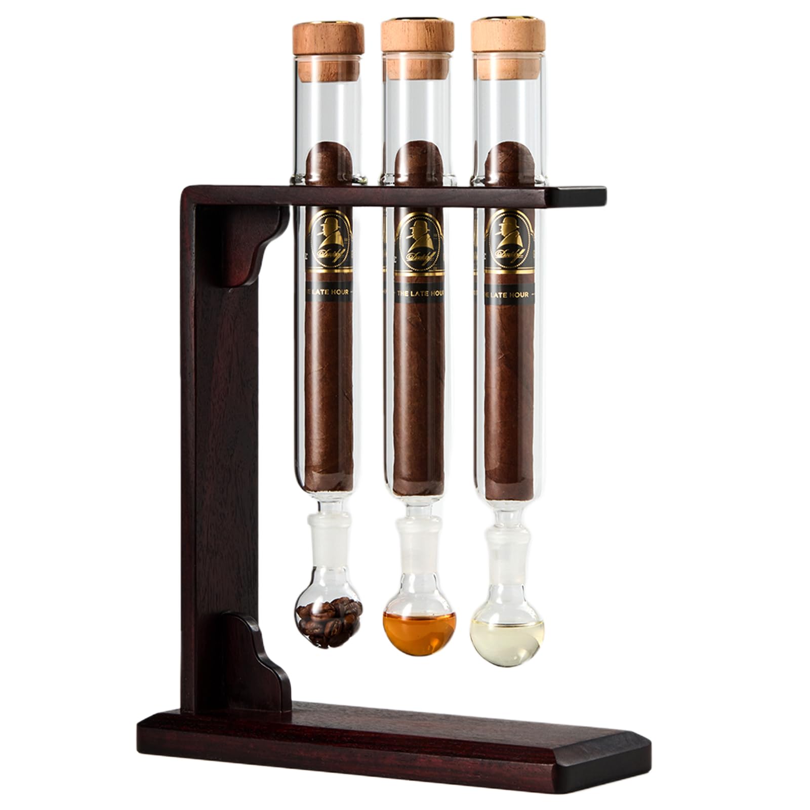 Humidor de cigare en bois de sandal rouge avec tube en verre et hygromètre intégré