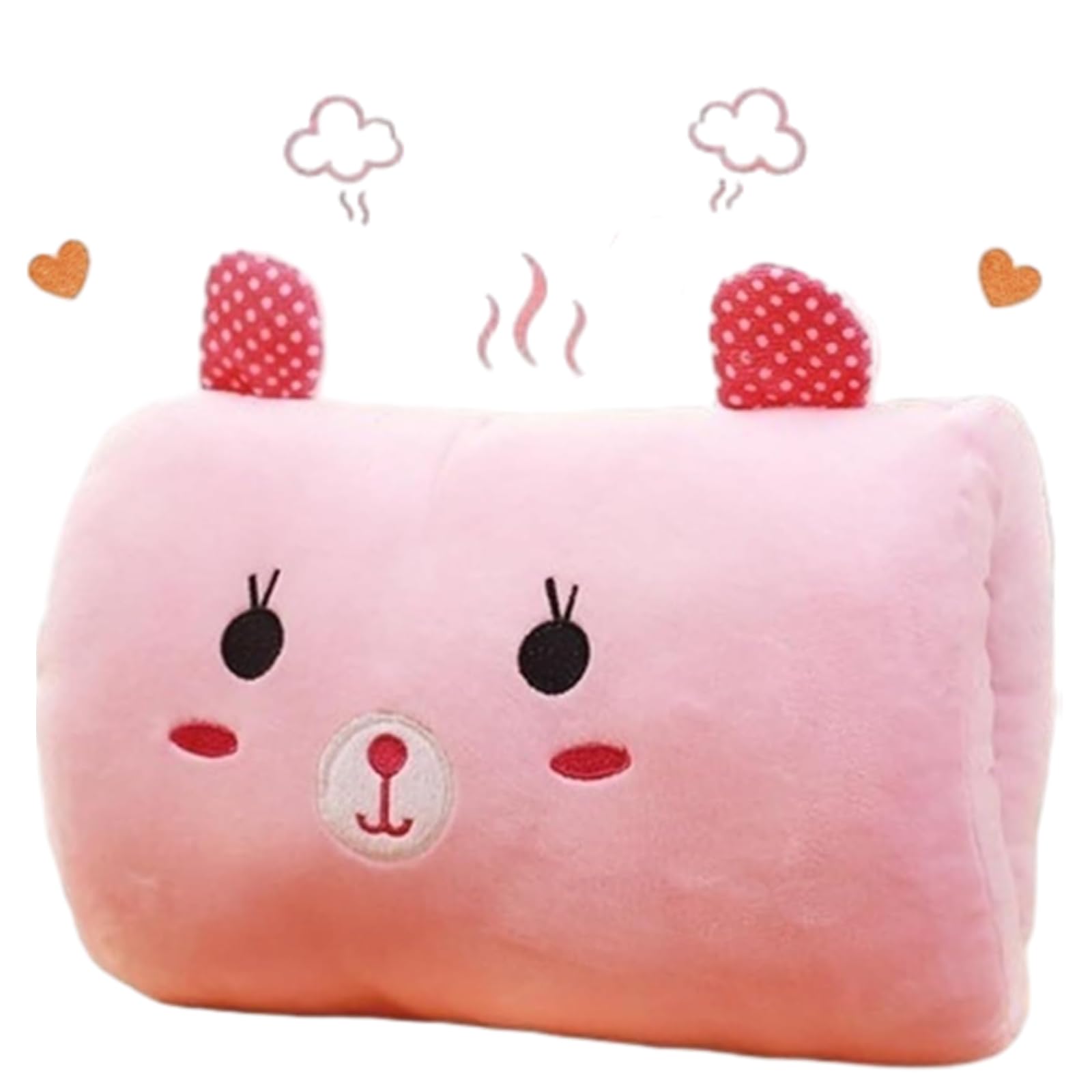 Kids Cartoon Hand Warmer Pillow, Soft Plush Non-Electrical Hand Pillow for Napping & Travel, Cute Cartoon Design Winter Essentials (Pink Bunny)