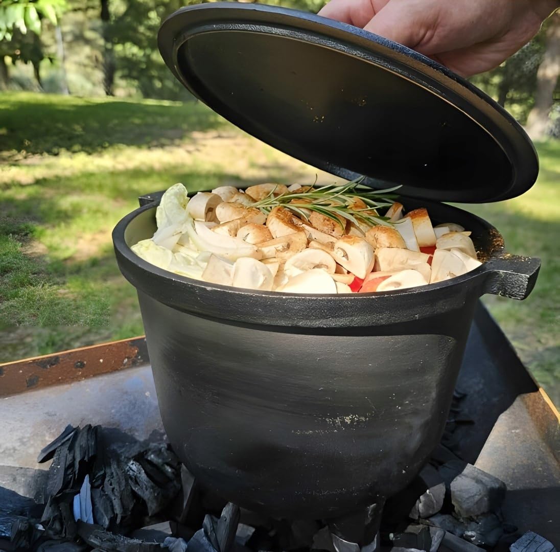 Żeliwny kocioł na grillu, ognisko, gulasz, ziemniaki, kocioł myśliwski, 8 l