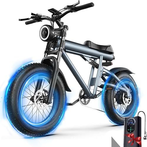 APIWO Fat tire Electric Bike 48V15Ah Build-in Lithium Large Battey Long Range 20 * 4.0" Fat Tire E-Bike All Terrien Mountain Snow Beach City Cruiser Electric Bike Engine Pro
