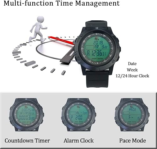 Miniatura 5 de FCXJTU Cronómetro deportivo digital con temporizador de varias vueltasdivisiones, cronómetro de memoria, alarma, modo de ritmo con pantalla extra