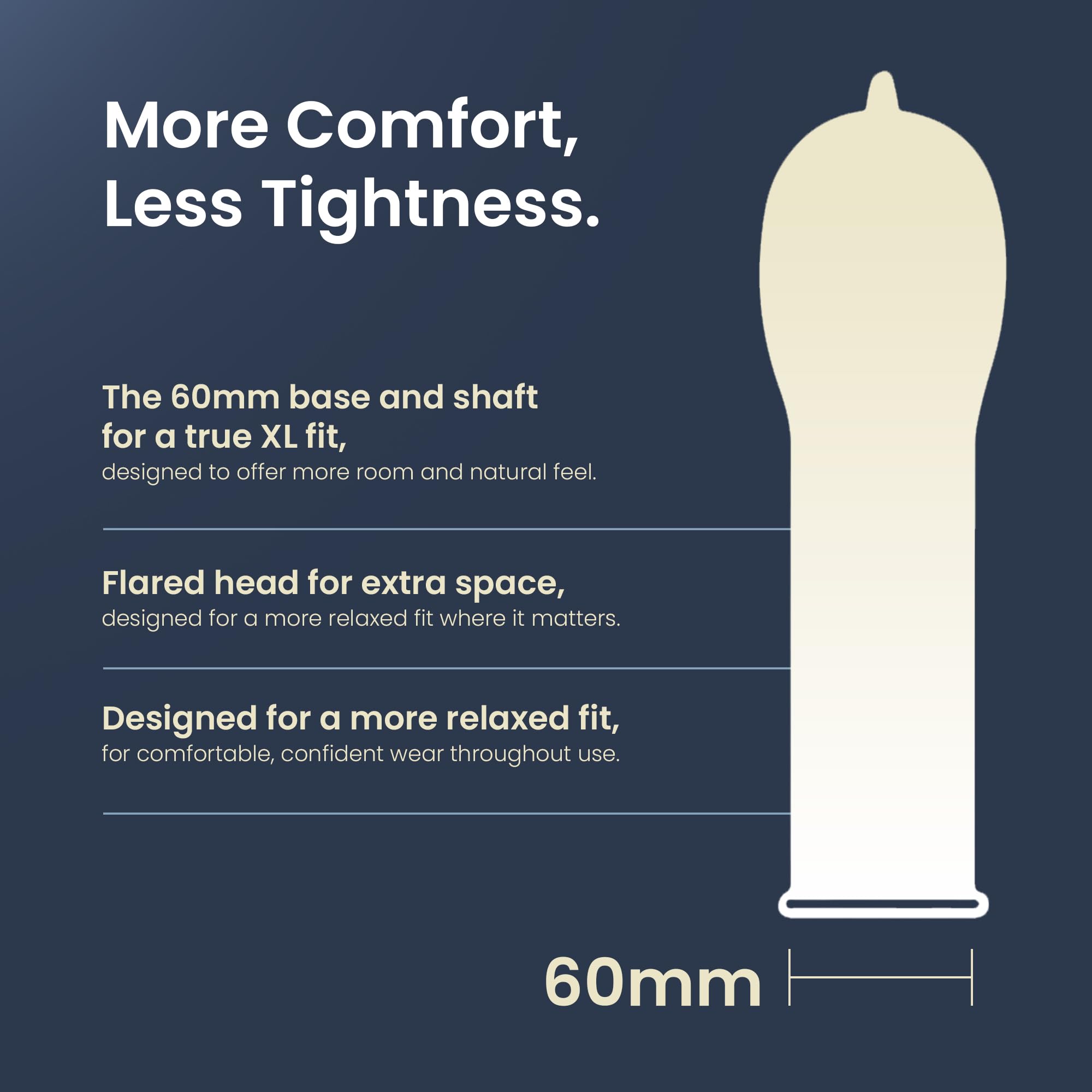 UNION MAX Condoms - True XL - Ultra Thin Large Fit Natural Latex with Flared Head, Lightly Lubrication, Sensitive Bare Feel, Natural Touch and Close Fit Comfort – Extra Large 60mm Size, 12 Count Pack