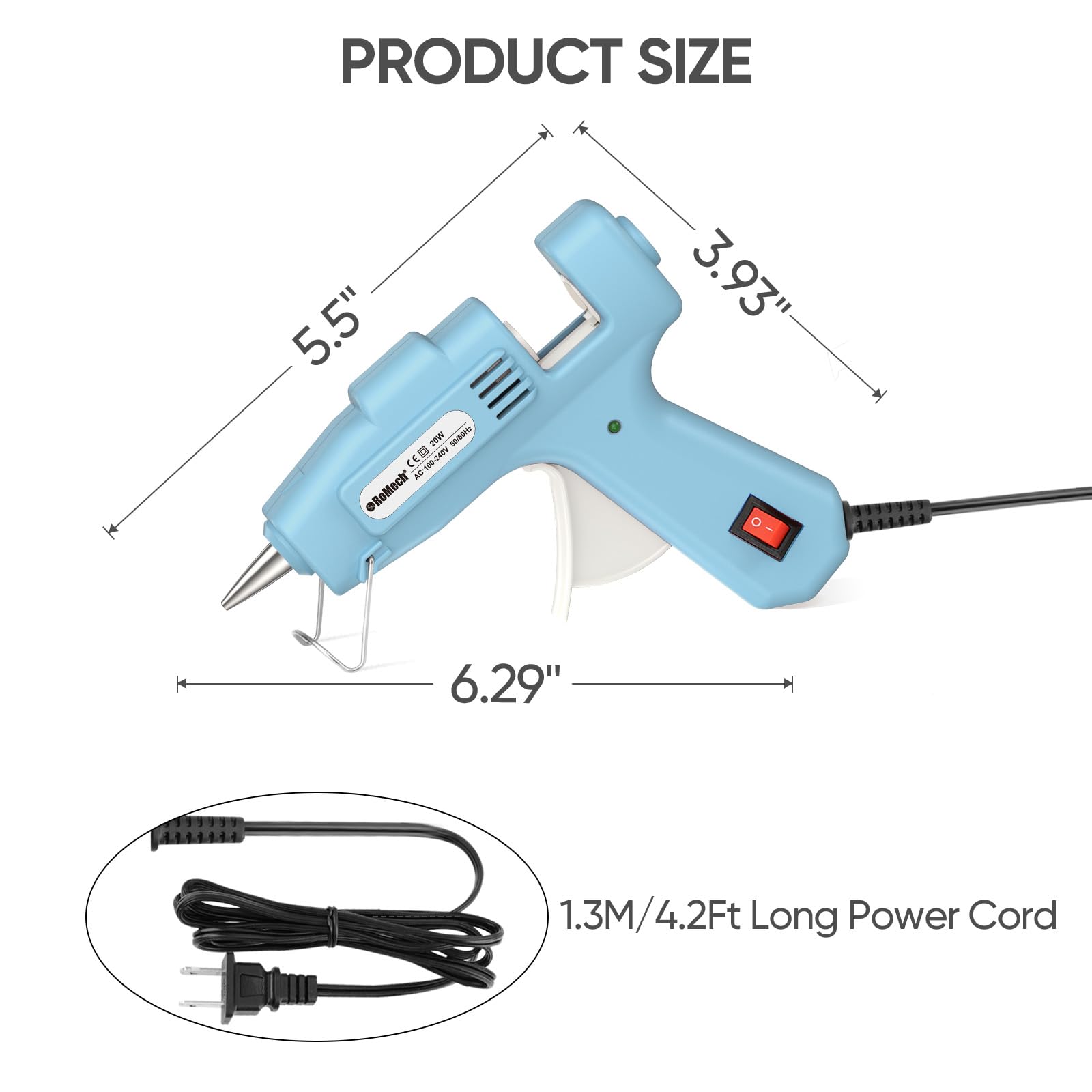 ROMECH 20W Mini Hot Glue Gun with 30 Glue Sticks Set, Fast Preheating Hot Glue Gun Kit Heavy Duty Gluegun for Craft, DIY, Repairs (): Cyan