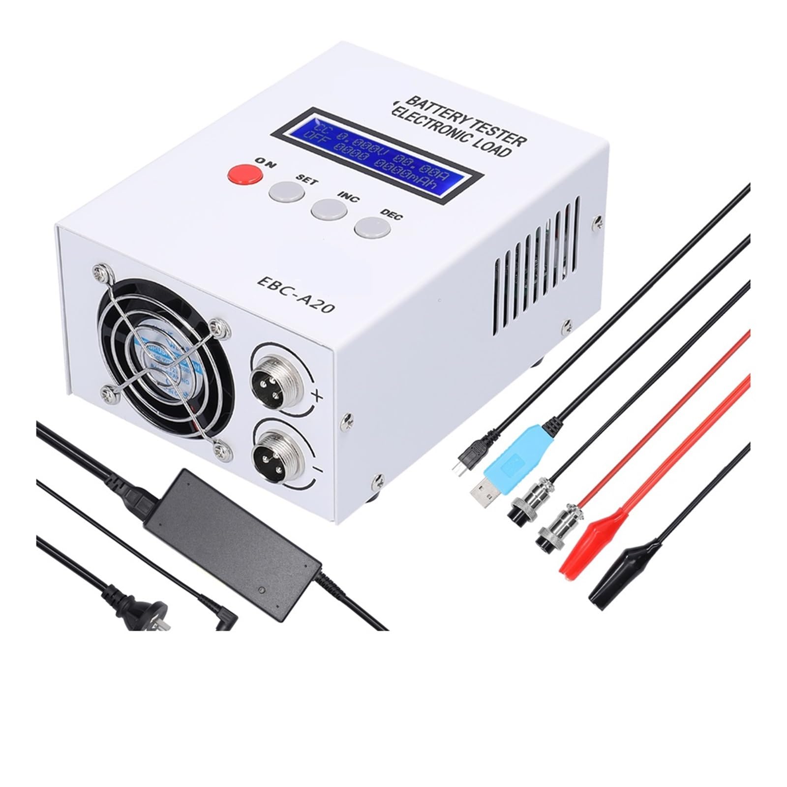 Tester Batteria Auto, EBC-A20 Tester Batteria a 4 Fili 20A 85W Tester capacità Batteria al Litio Piombo-Acido 5A Ricarica 20A Scarica Controllo Online