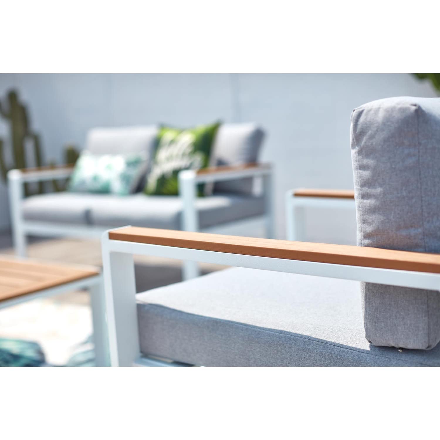 CONCEPT USINE Salon de Jardin Bas Aluminium MARINGO 4 Pers Blanc