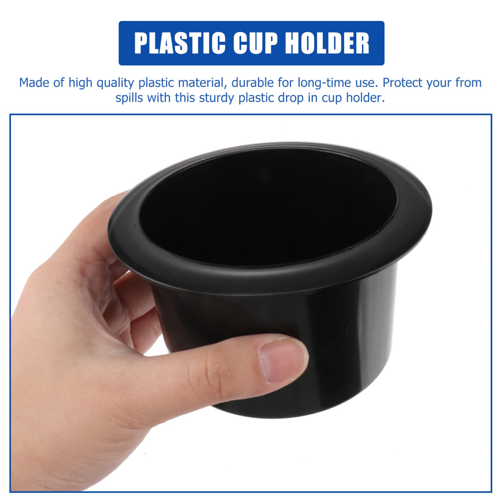 Housoutil 2 Pcs Cup Holder Insert, Plastic Replacement Cup Holder for Car Sofa Boat Couch Recliner Poker Table (Black)
