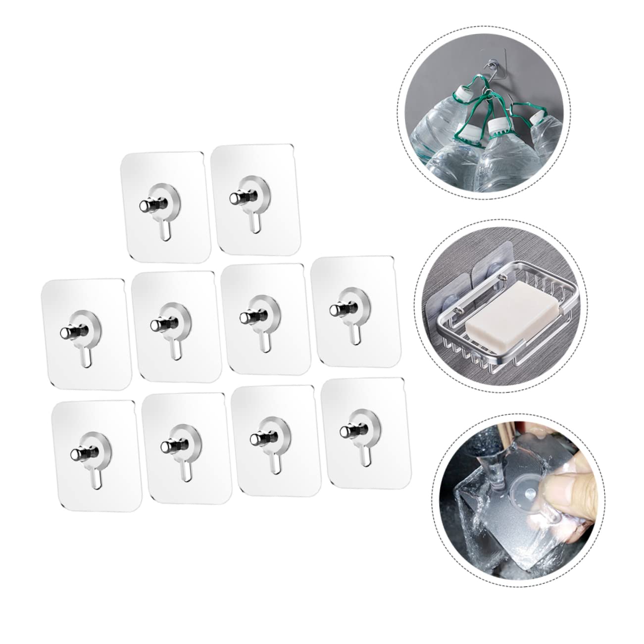 Abaodam 100piezas Ganchos Adhesivos Sin Rastro Para Decoración De Pared Adhesivos Multifuncionales Para Colgar Claves y Objetos Ligeros