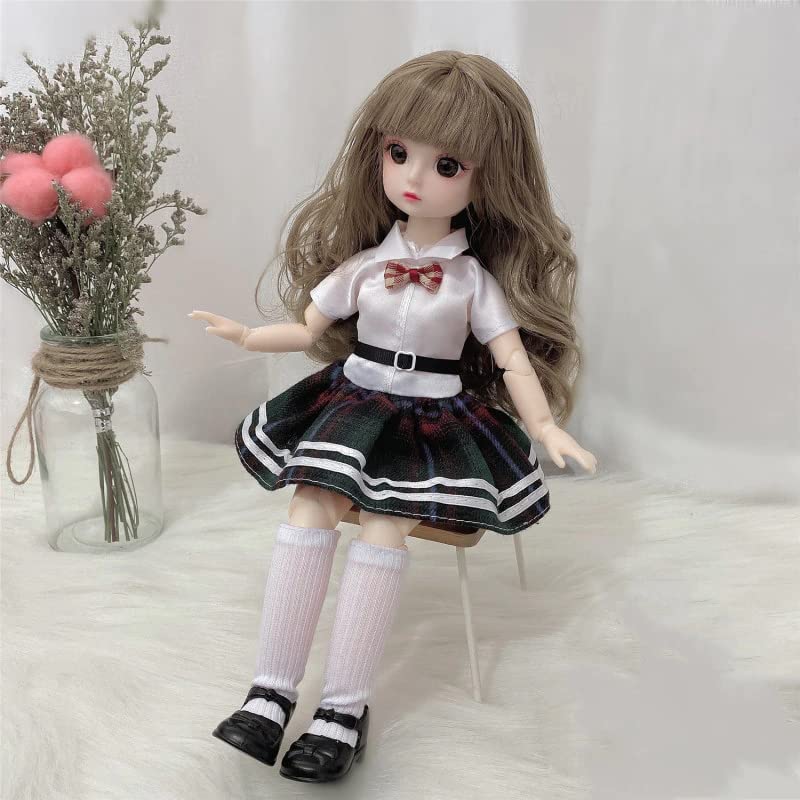 Image of DSR 30CM Doll ( Ball Jointed Doll) Toys with Full Set Clothes Shoes Wig Makeup Gift for Kids Gift All Day-Mix-White Color (Movable Joint-Small Doll-30CM (Pink+White))
